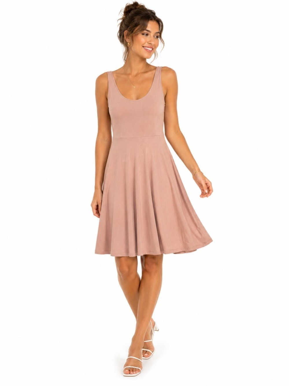 Leith Nordstrom Size Medium Pink Sleeveless Fitted Maxi Full Skirt Summe…